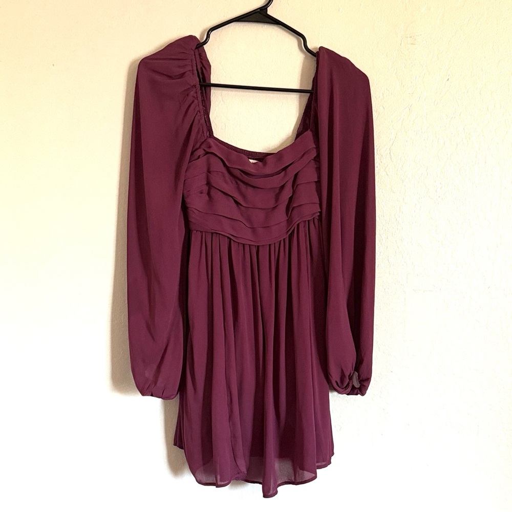 Abercrombie & Fitch Long-Sleeve Ruffle Front Dress